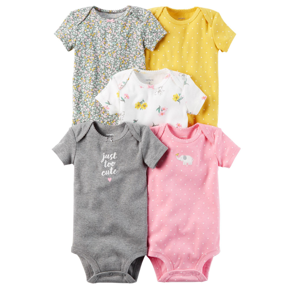 New Carters Baby Girl 5-pk Bodysuit Set Clothes